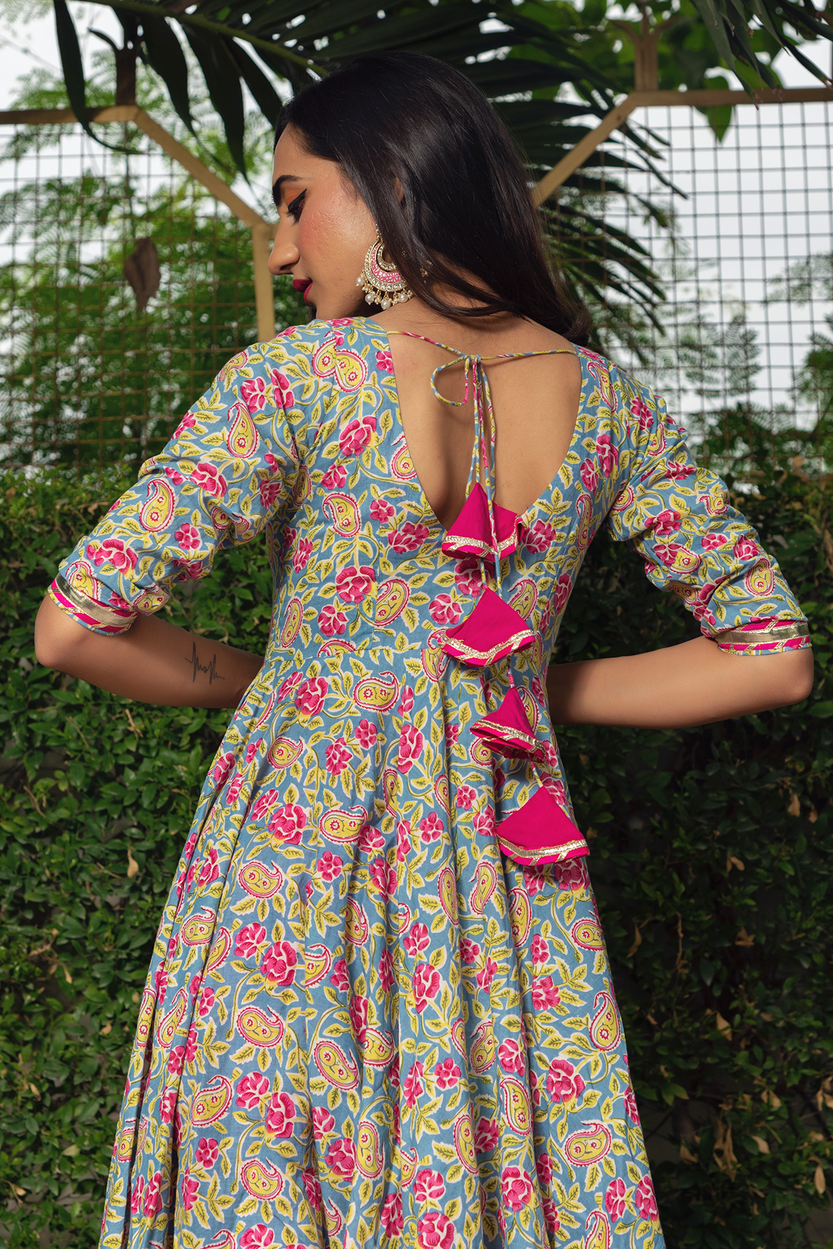 Women Multicolor Cotton Anarkali Kurta with Pant