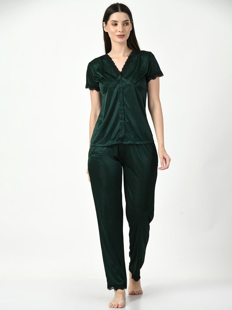 Women's Satin Green Nightdress