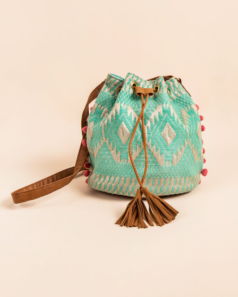 Satin Stitch Bucket Mint Sling Bag - Chumbak