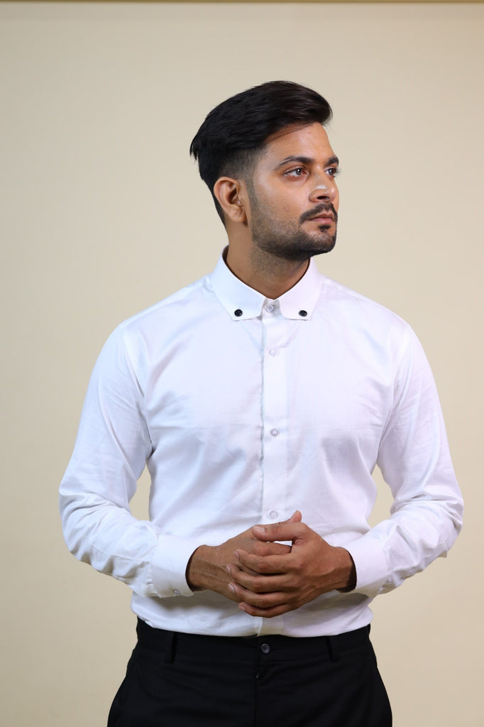 Men's White Color Fuero Designer Collar White Shirt Full Sleeves Casual Shirt