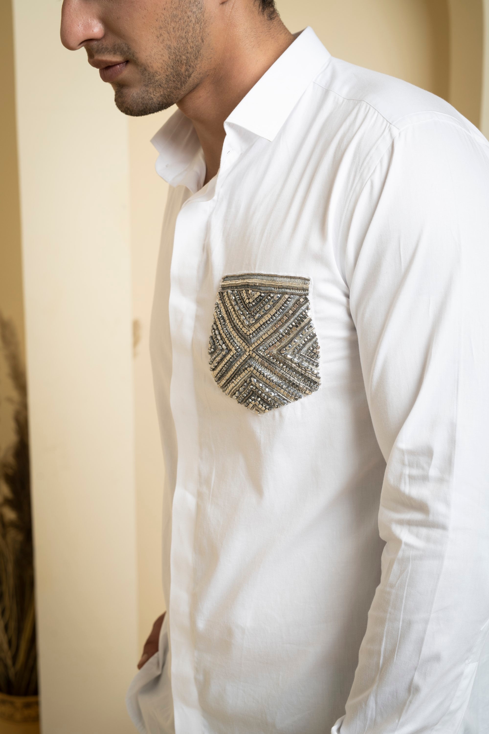 Men's White Color Elnor Full Sleeves Shirt - Hilo Design