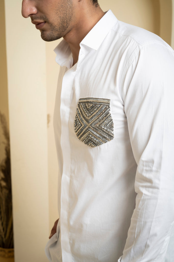 Men's White Color Elnor Full Sleeves Shirt
