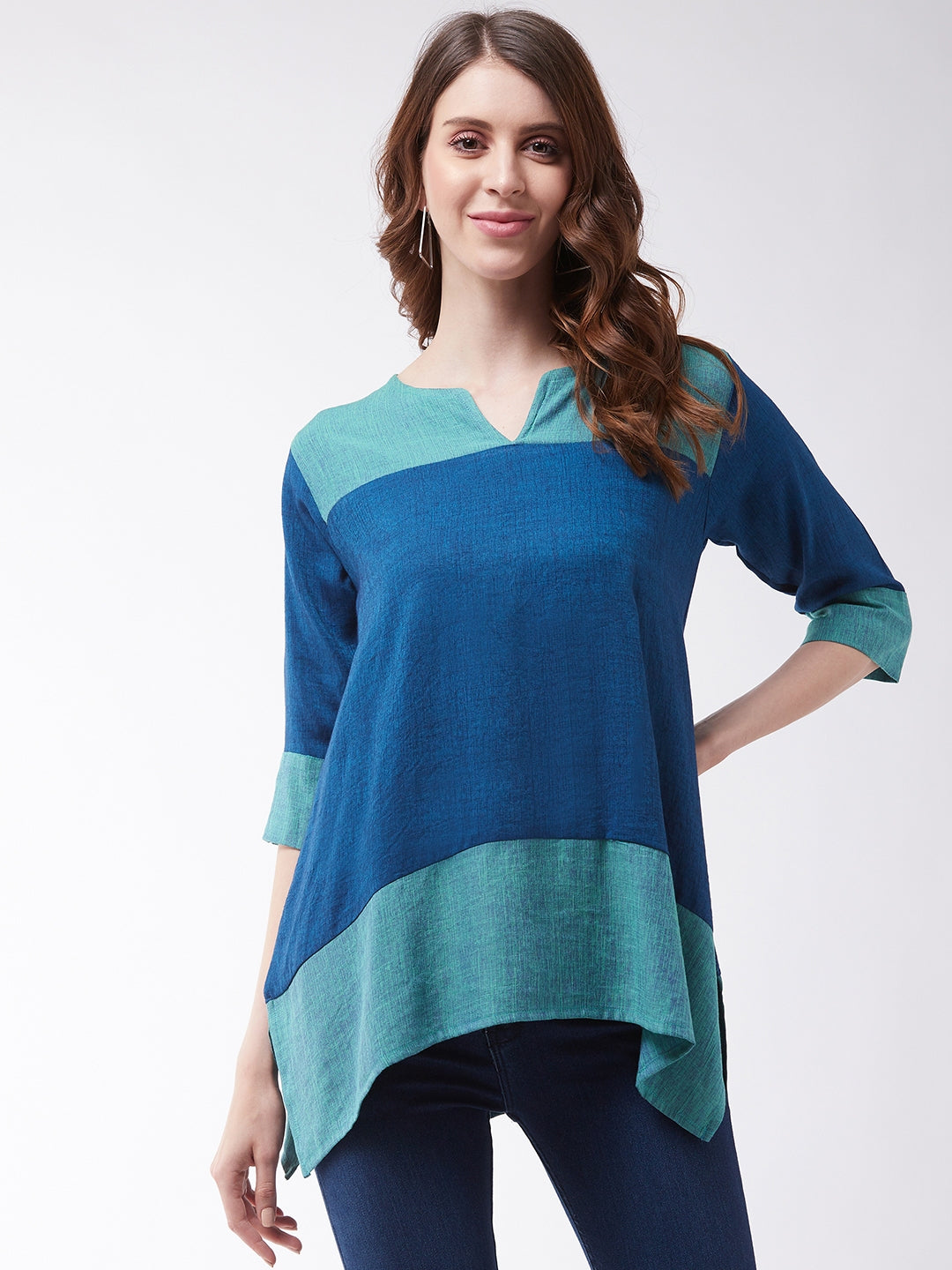 Women's Peacock Blue Top - InWeave