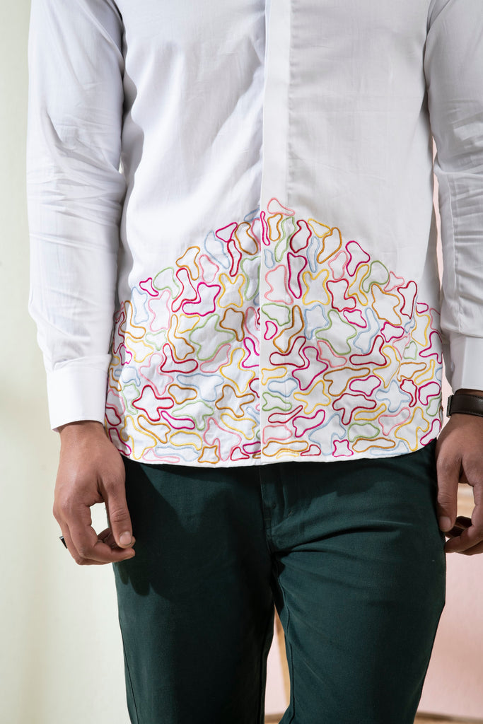 Men's White Color Cloud Full Sleeves Shirt