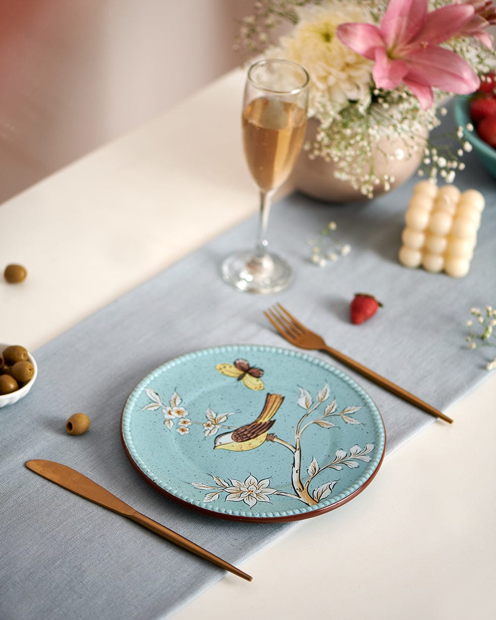 Floral Humming Bird Dessert Plate - Chumbak