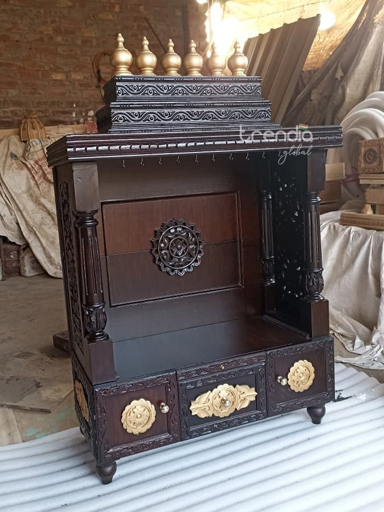 Handcrafted Teak Wood Mandir for Home