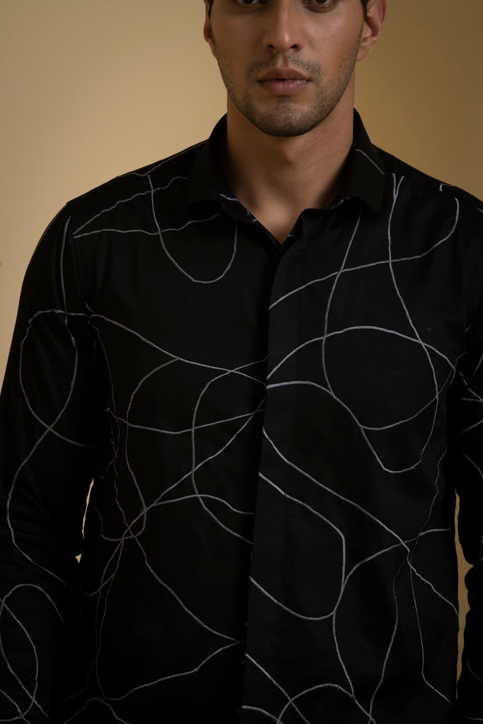 Men's Black Color Grayab Full Sleeves Shirt