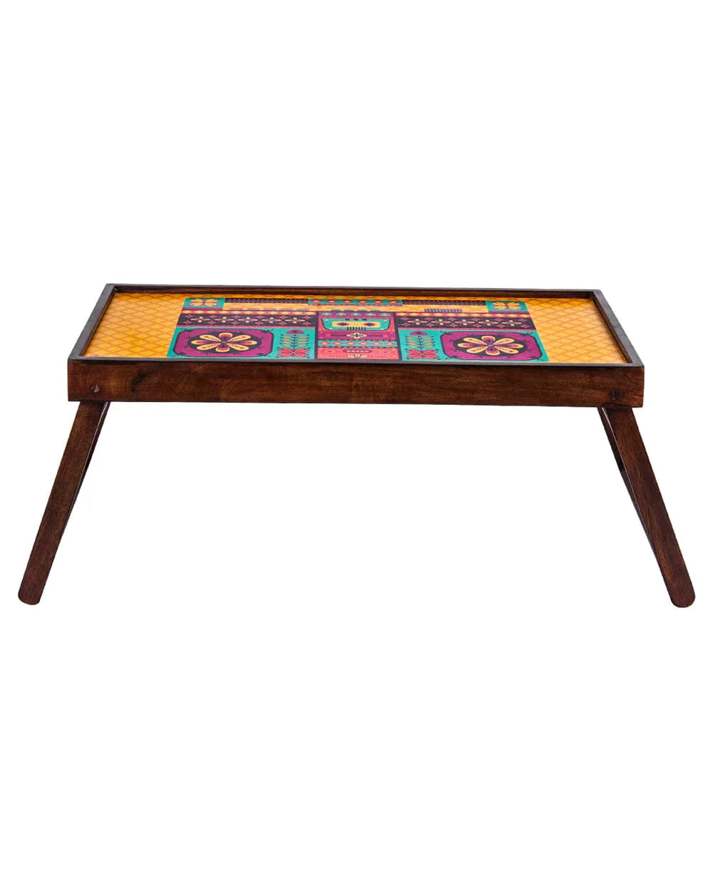 Floral Boombox Foldable Breakfast Table- Yellow - Chumbak