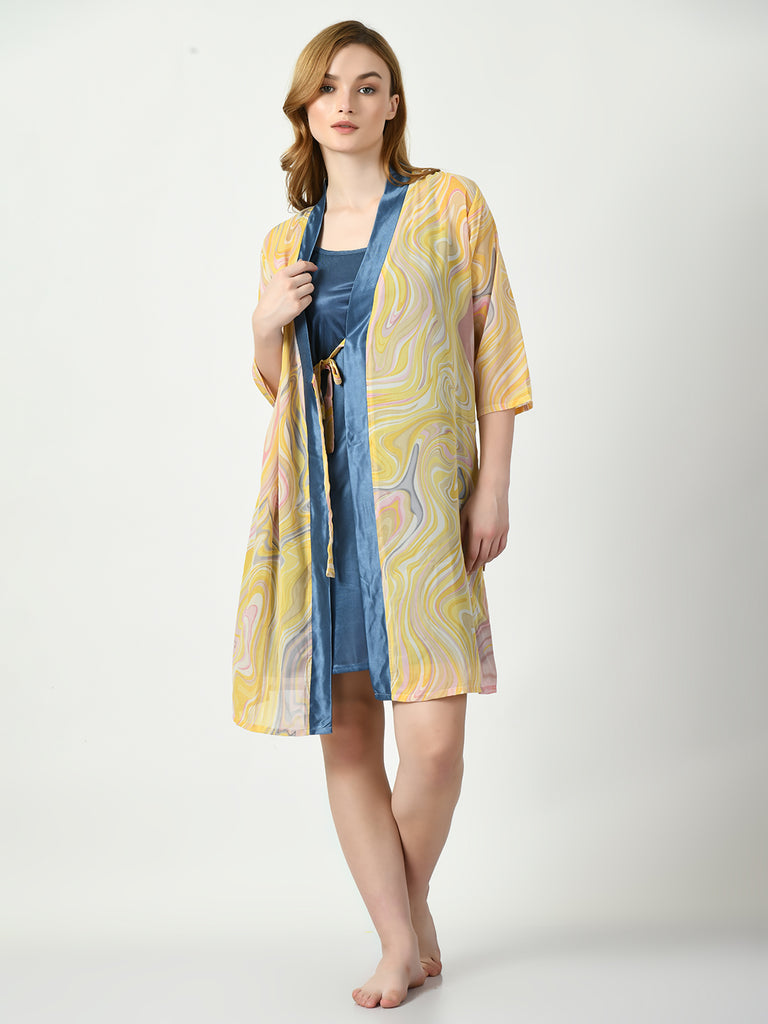 Women's Satin Blue Nightdress