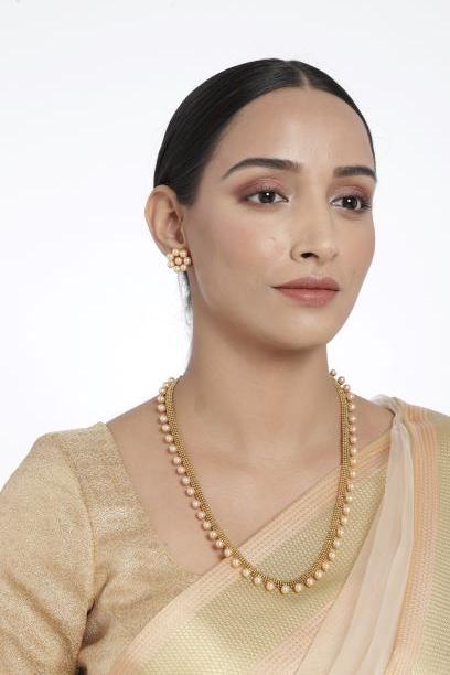 Women's 18K Gold Plated Long Necklace With Earrings For Women & Girls