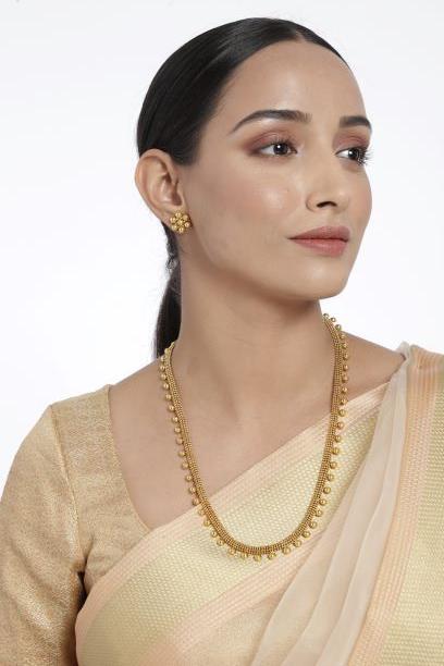 Women's 18K Gold Plated Long Necklace With Earrings For Women & Girls