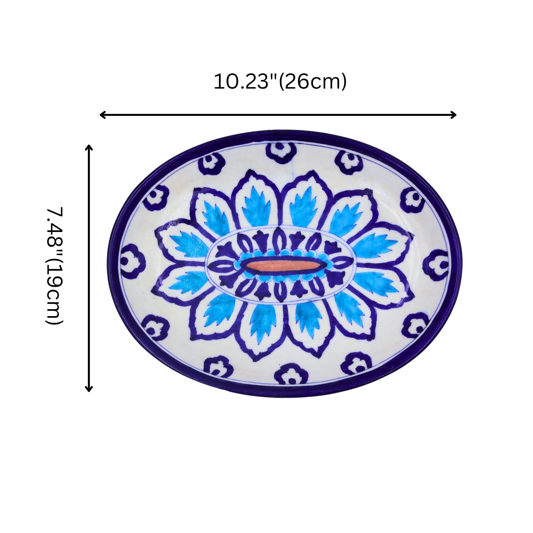 Blue Pottery Oval Plate - Natriel