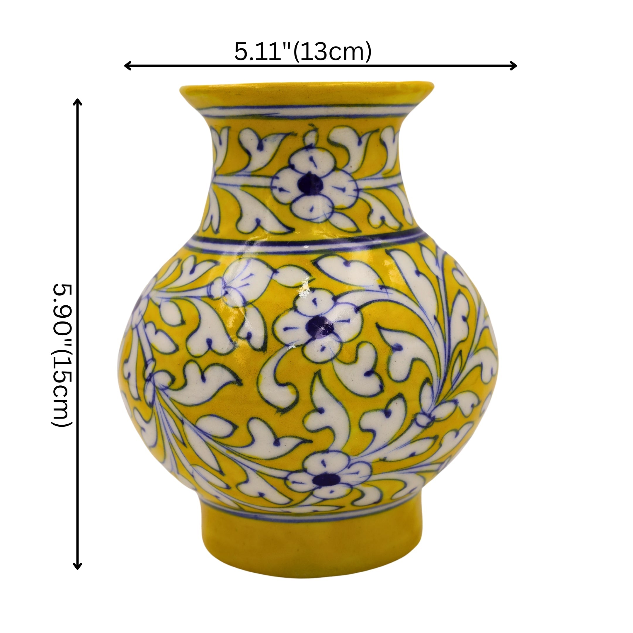 Blue Pottery Flower Vase - Yellow - Natriel