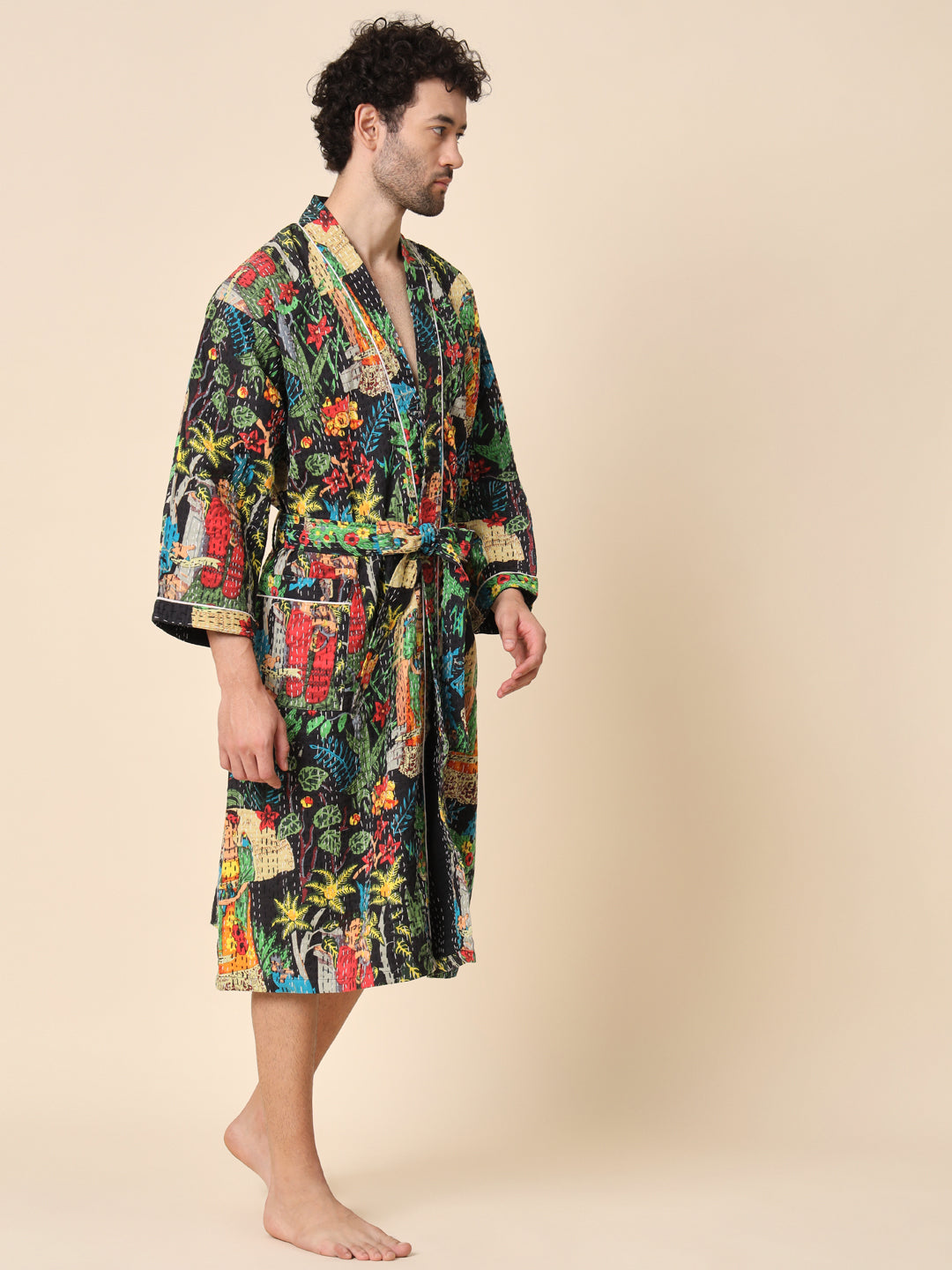 Men's Multicolored Frida Kahlo printed bathrobe - TREND-MATTERS