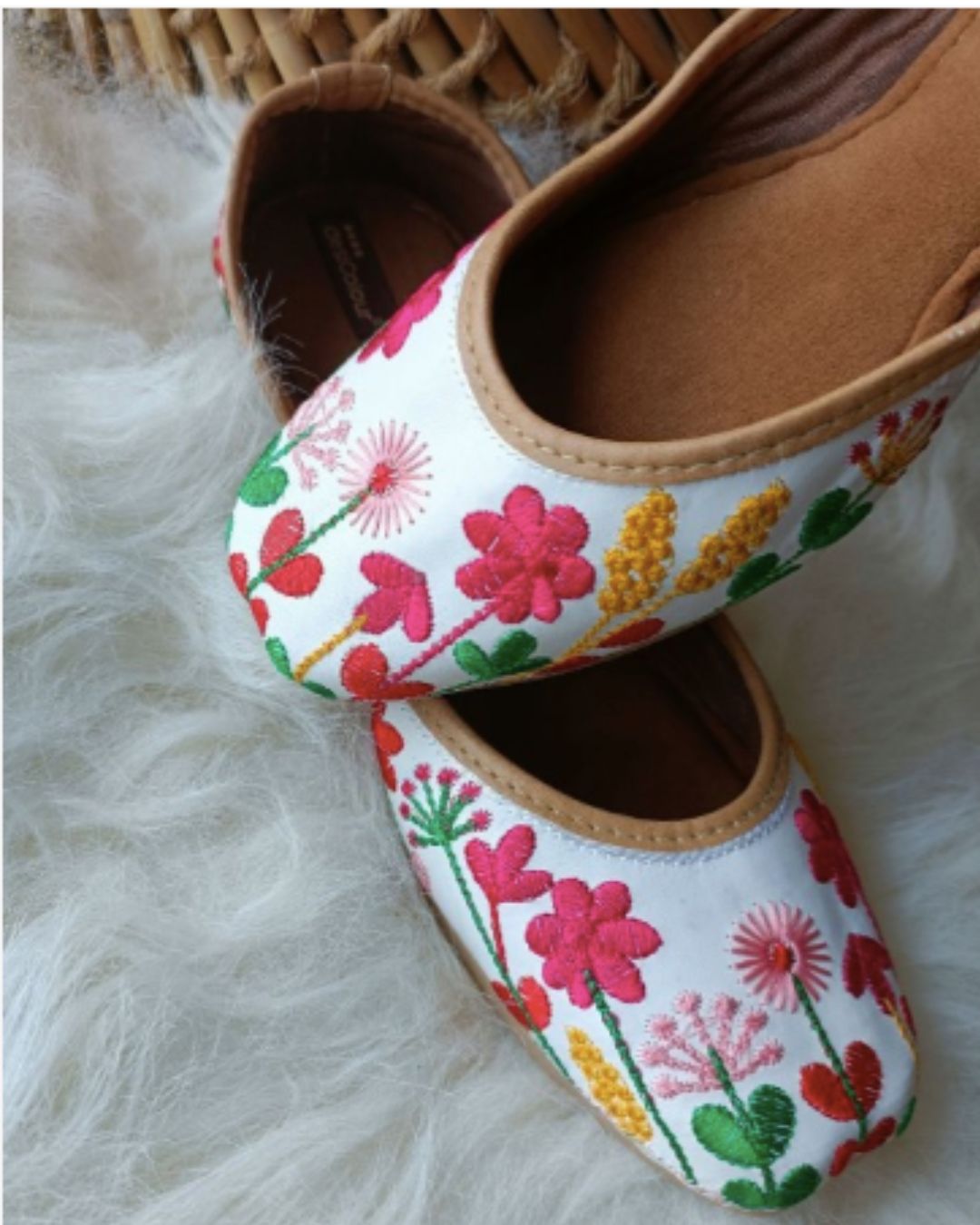 Women's White Forest Designer  Indian Ethnic Comfort Footwear