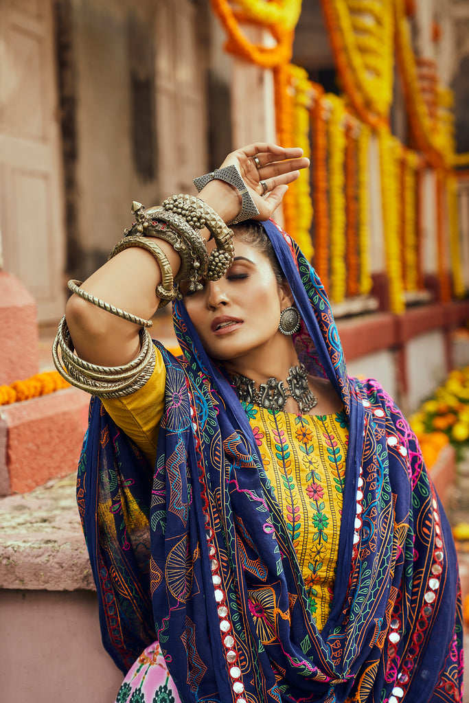 Women's Pink Maslin Cotton Digital Printed Lehenga Set