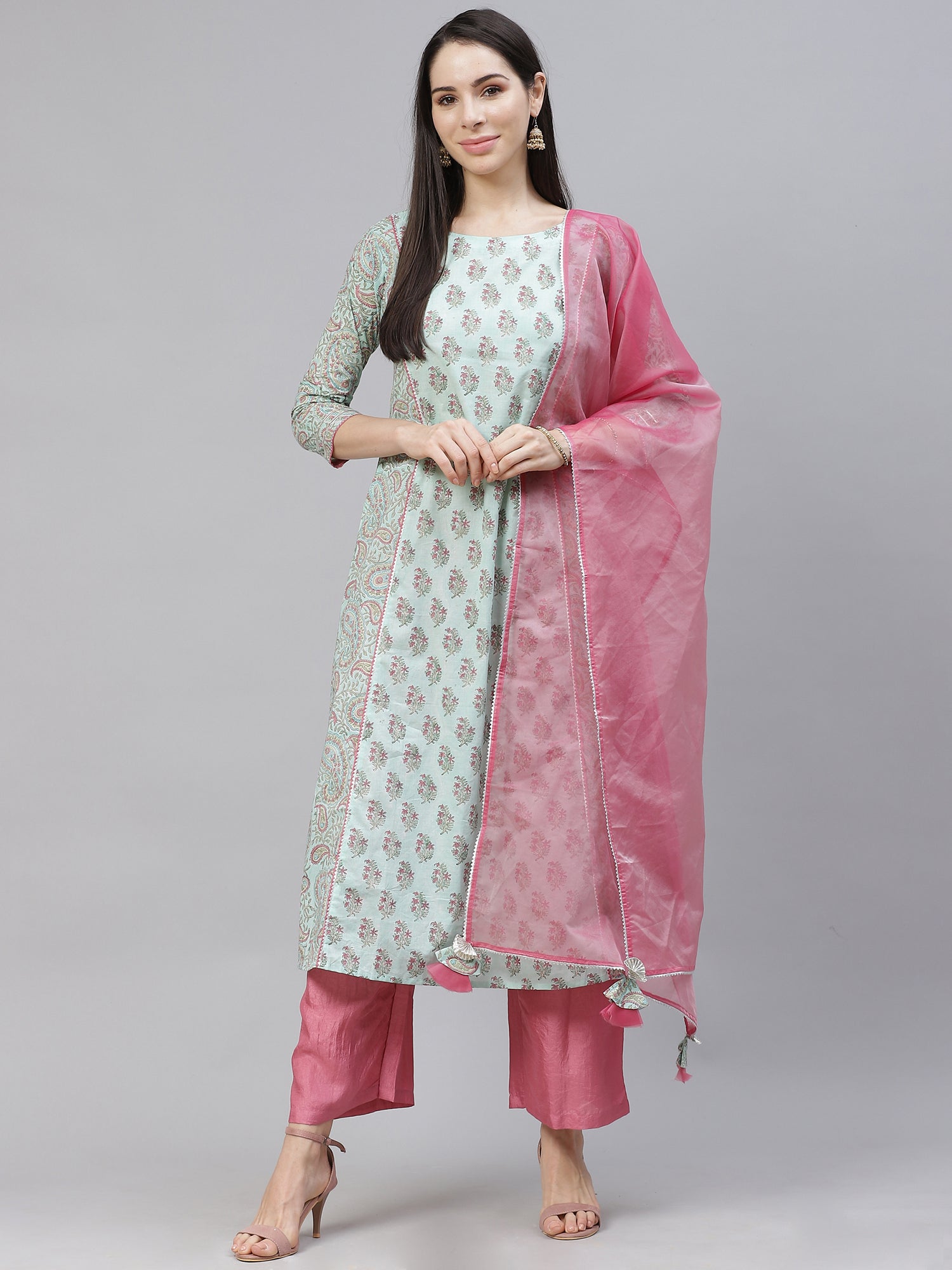 Women's Blue Pure Cotton Kurta Set - Taantav