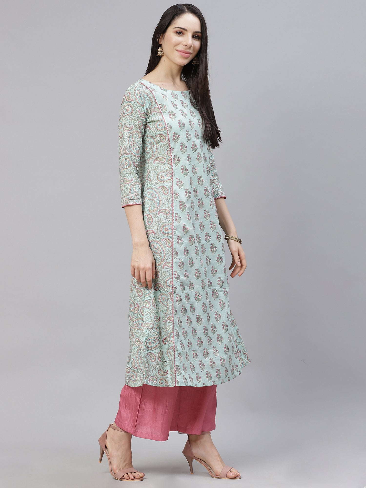 Women's Blue Pure Cotton Kurta Set - Taantav