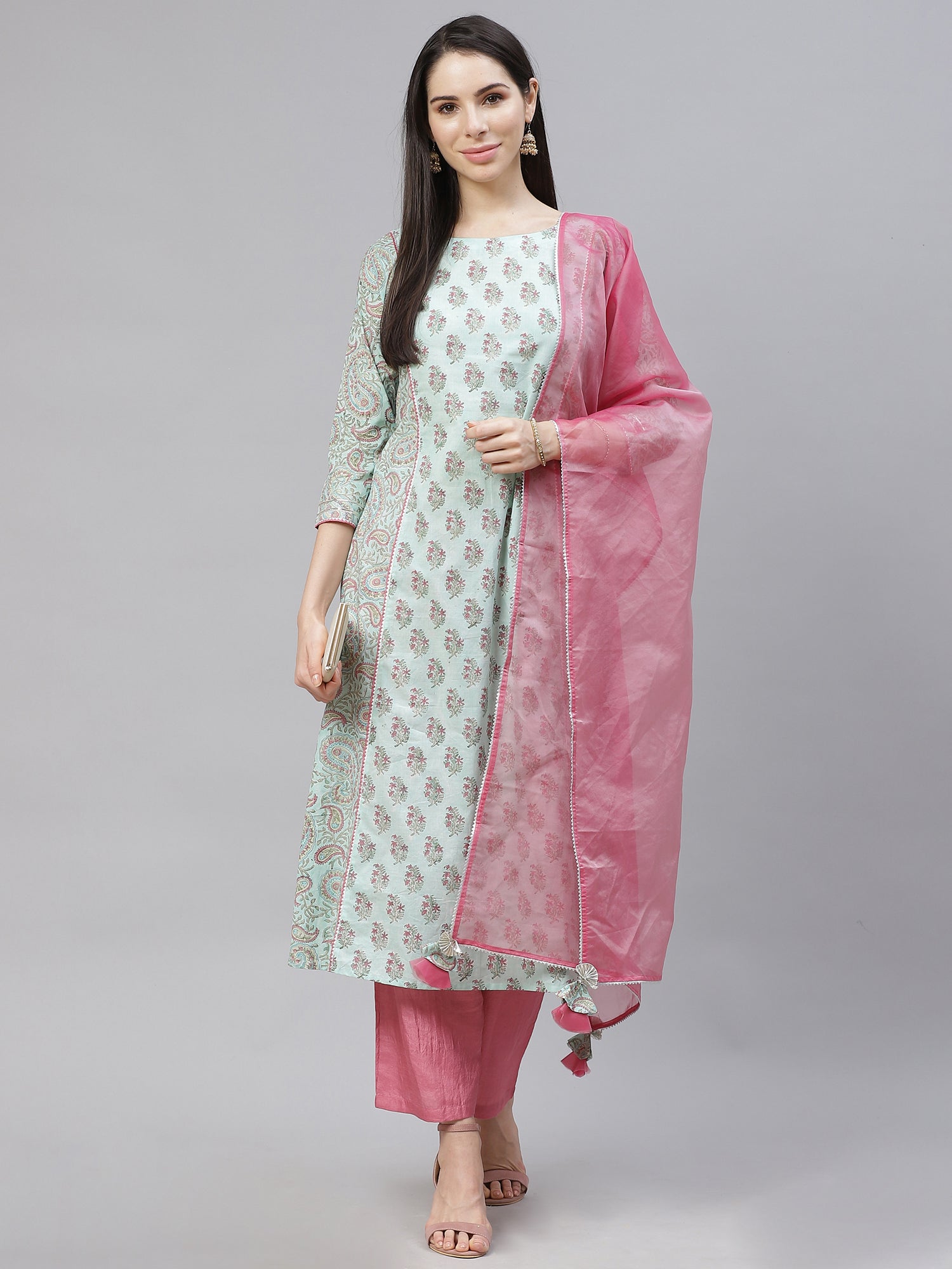 Women's Blue Pure Cotton Kurta Set - Taantav