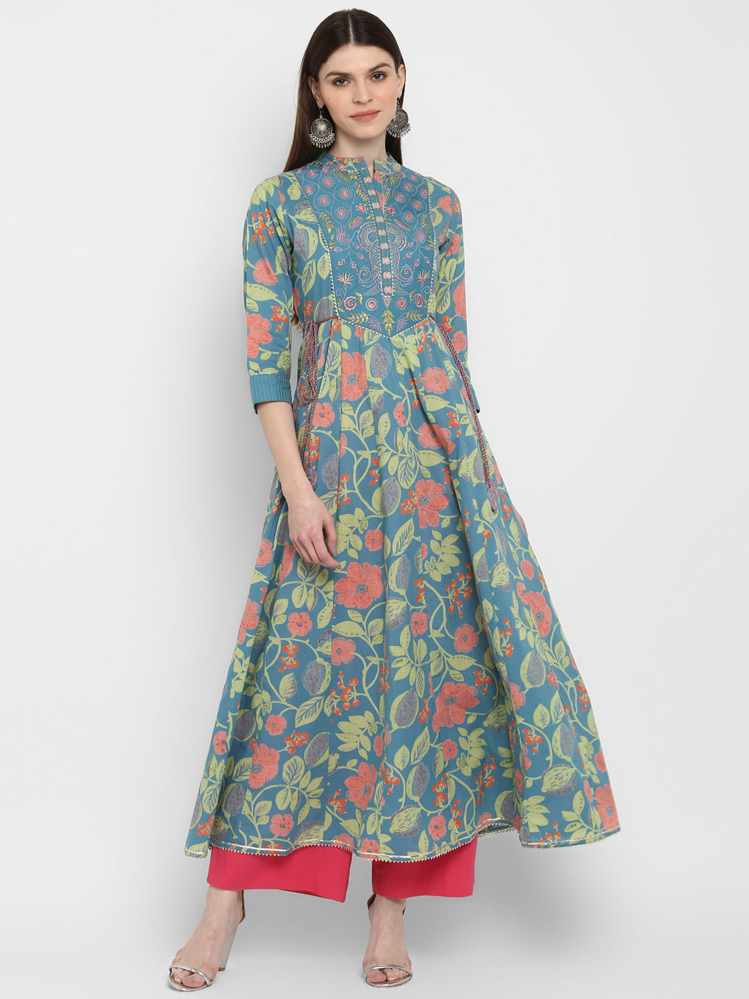 Women's Turquoise Blue Anarkali Kurta By Vbuyz (1Pc Set
