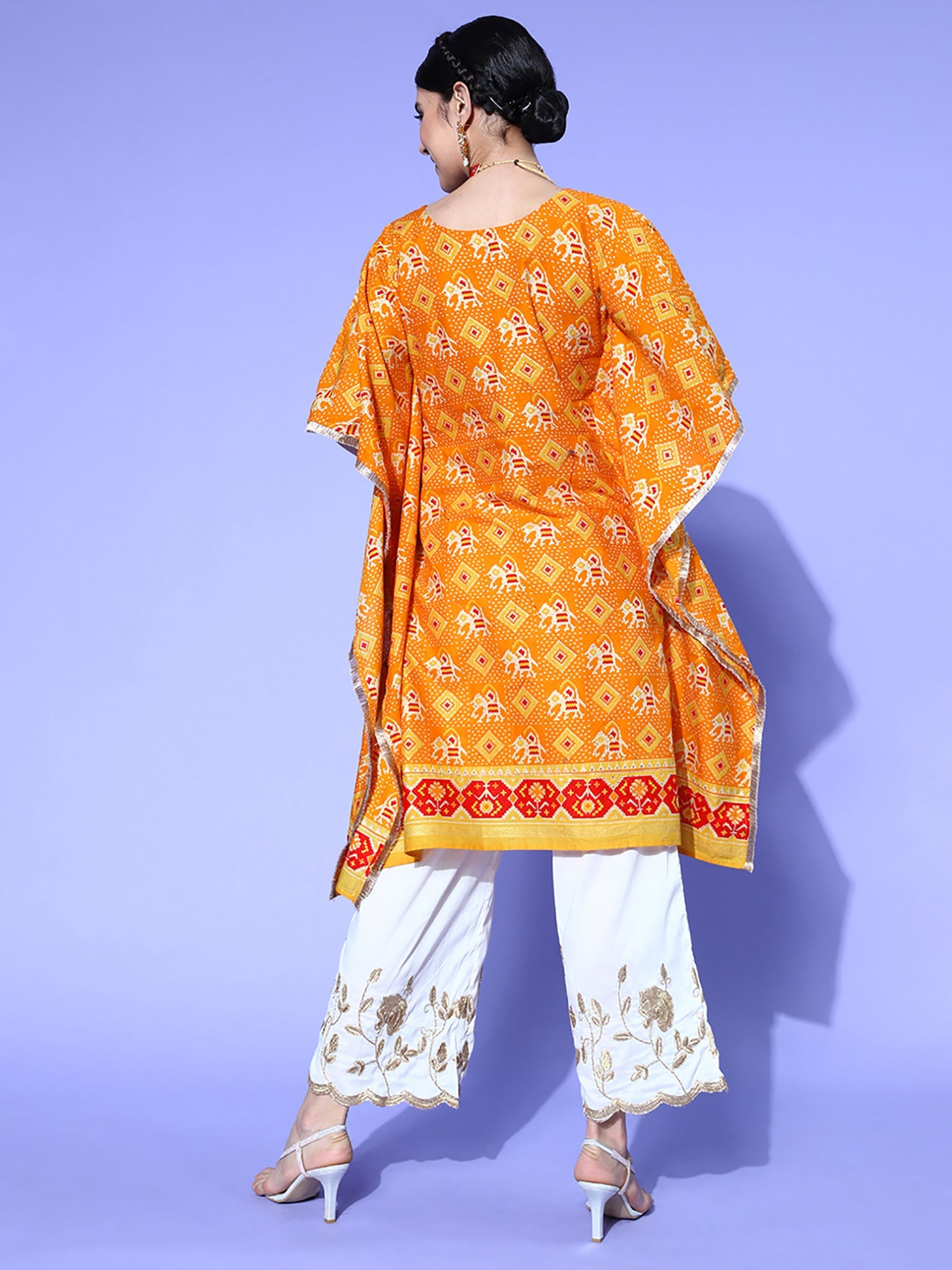 Women's Orange Cotton Kurta - Taantav