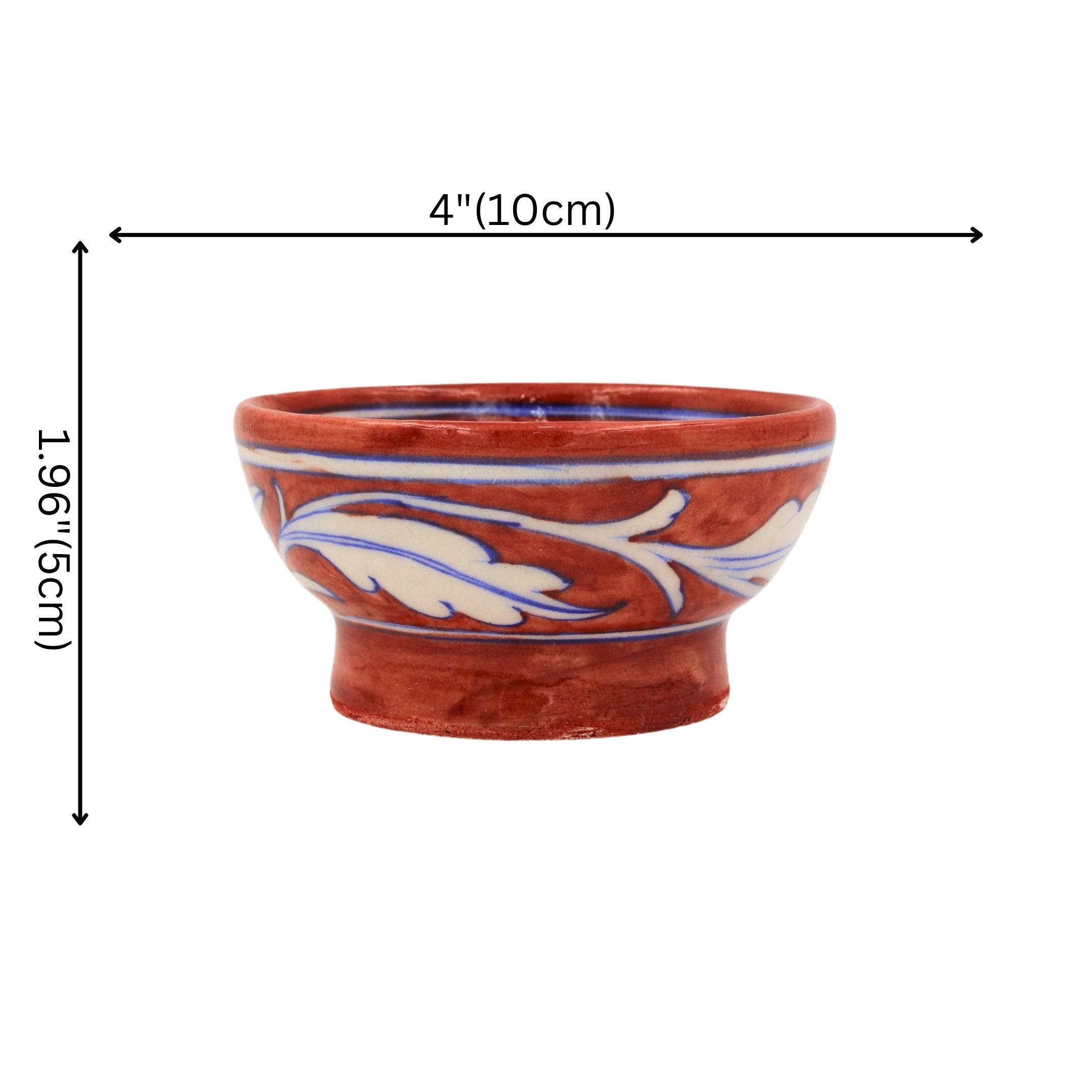 Blue Pottery Round Bowl - Maroon - Natriel