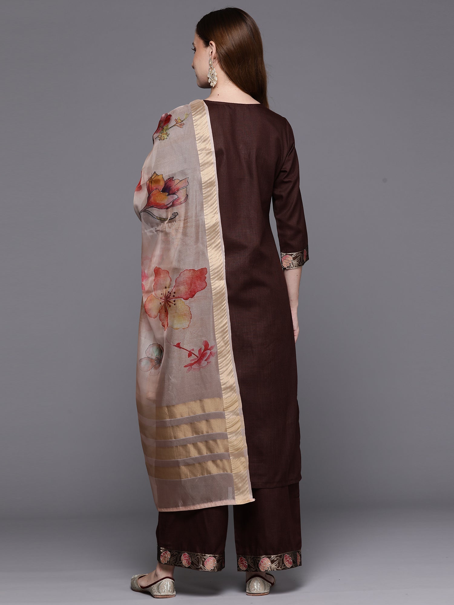 Women's Brown Pure Cotton Kurta Set - Taantav