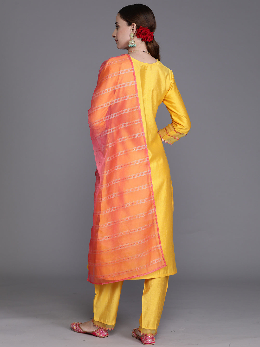 Women's Yellow Liva Kurta Set - Taantav