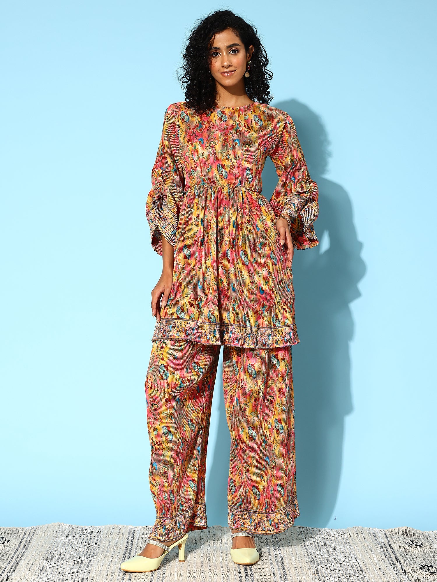 Women's Multi Silk Blend Co-Ord Set - Taantav