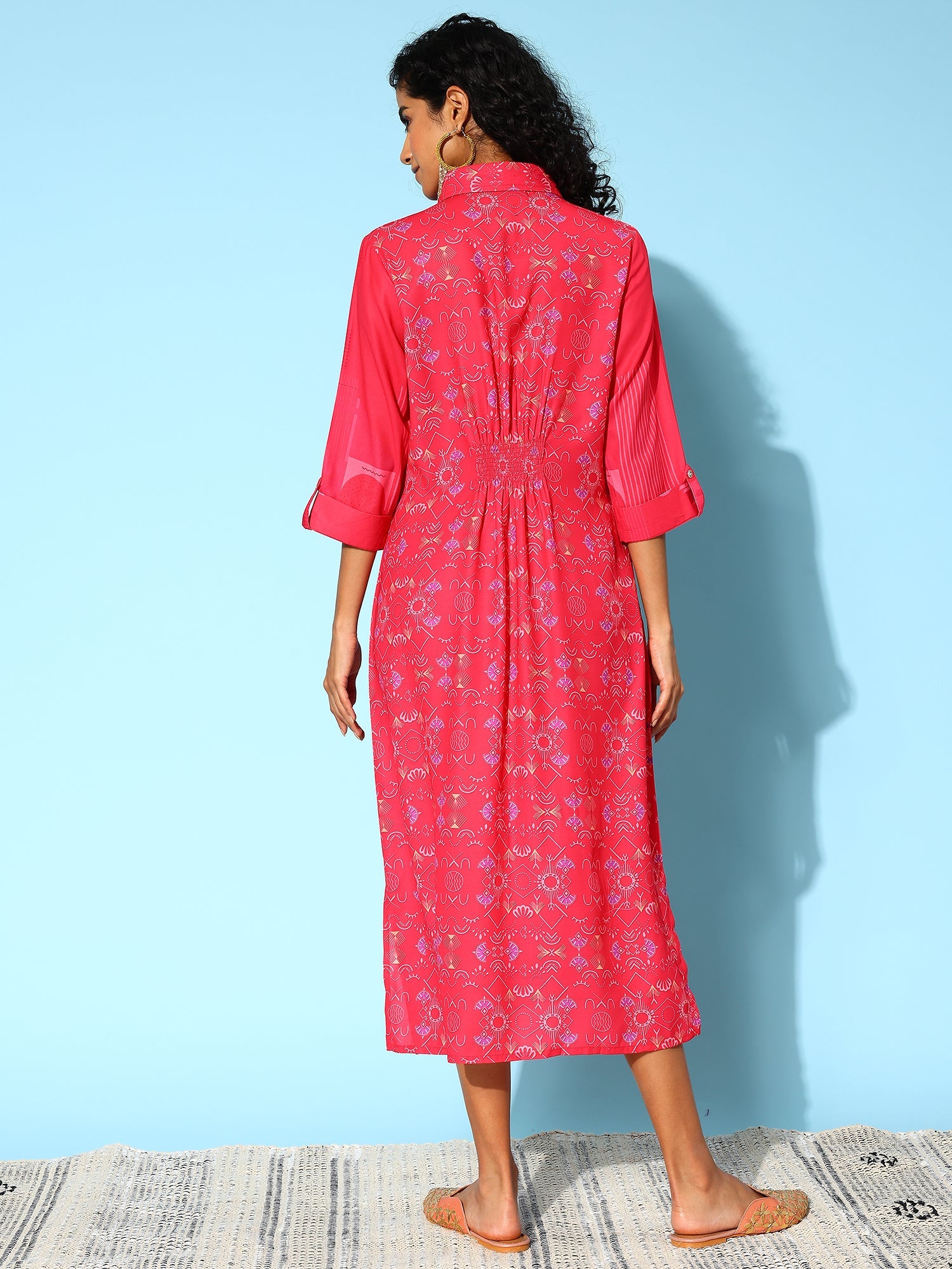 Women's Red Silk Blend Dress - Taantav