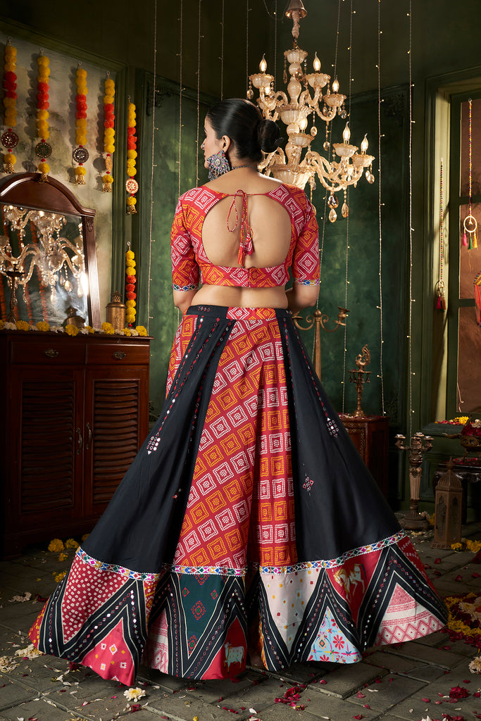 Women's Black Maslin Cotton Printed Lehenga Set