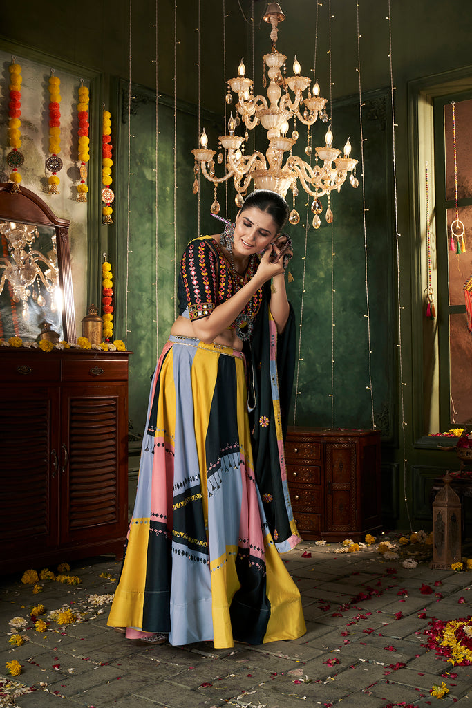 Women's Multi Color Maslin Cotton Printed Lehenga Set