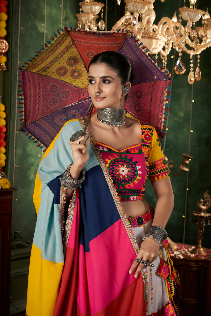 Women's White Maslin Cotton Printed Lehenga Set