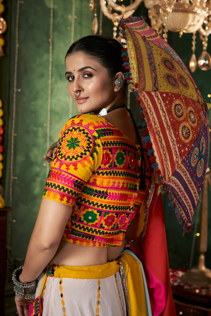 Women's White Maslin Cotton Printed Lehenga Set