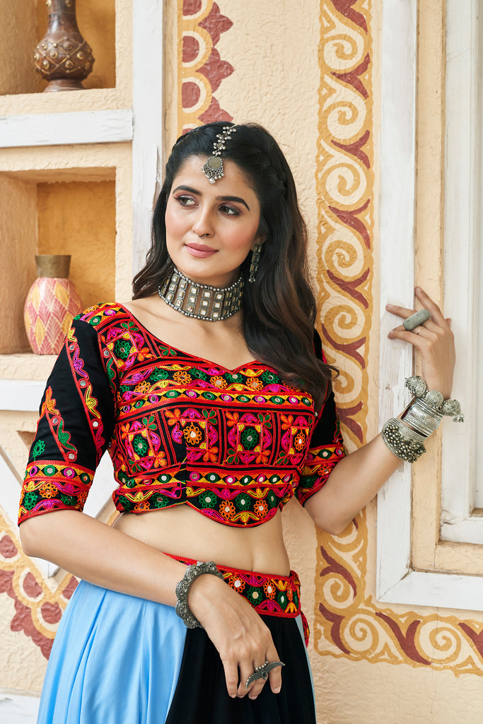 Women's Multi Color Viscose Rayon Embroidery Lehenga Set