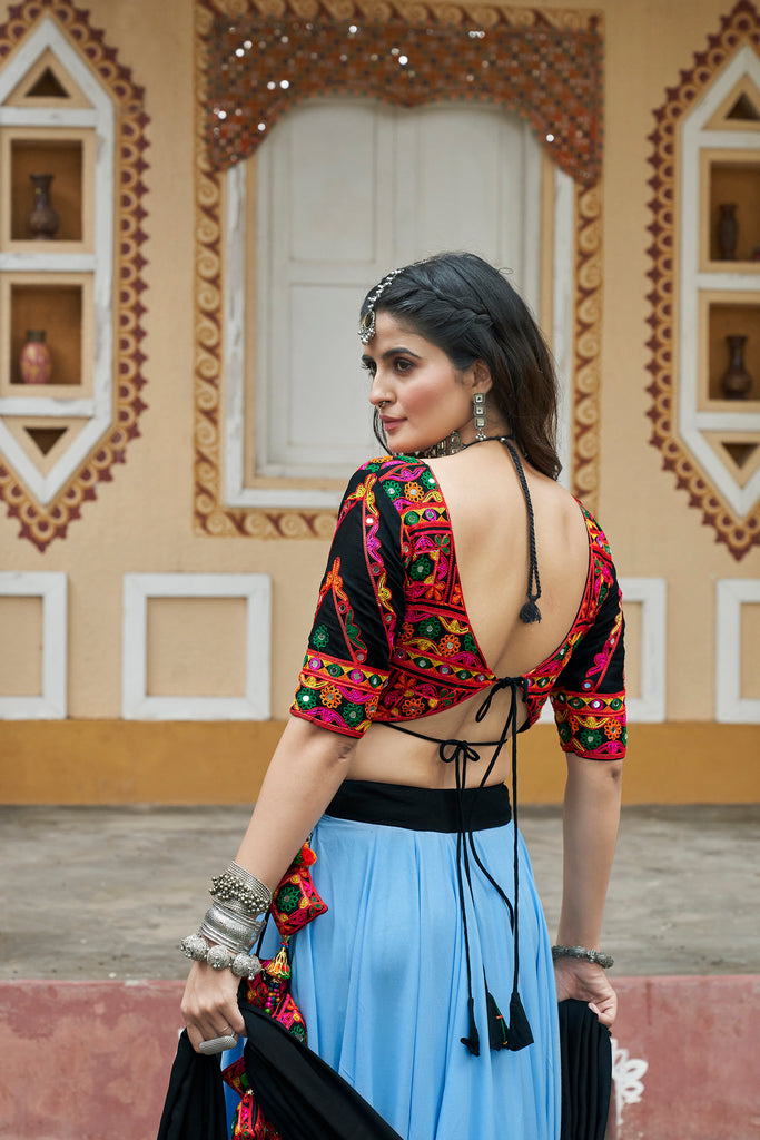 Women's Multi Color Viscose Rayon Embroidery Lehenga Set