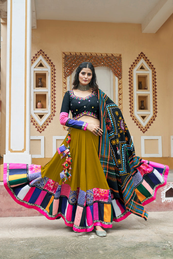 Women's Multi Color Viscose Rayon Printed Lehenga Set
