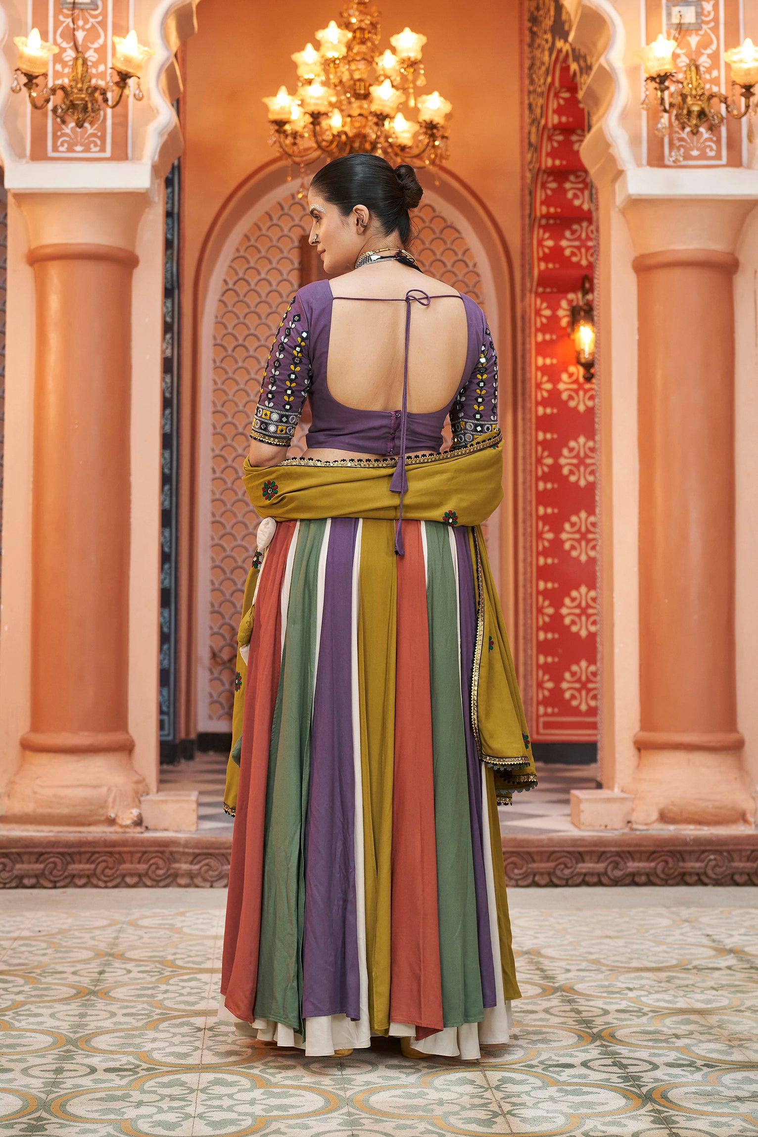 Women's Multi Color Viscose Rayon Lehenga Set - Shubhkala