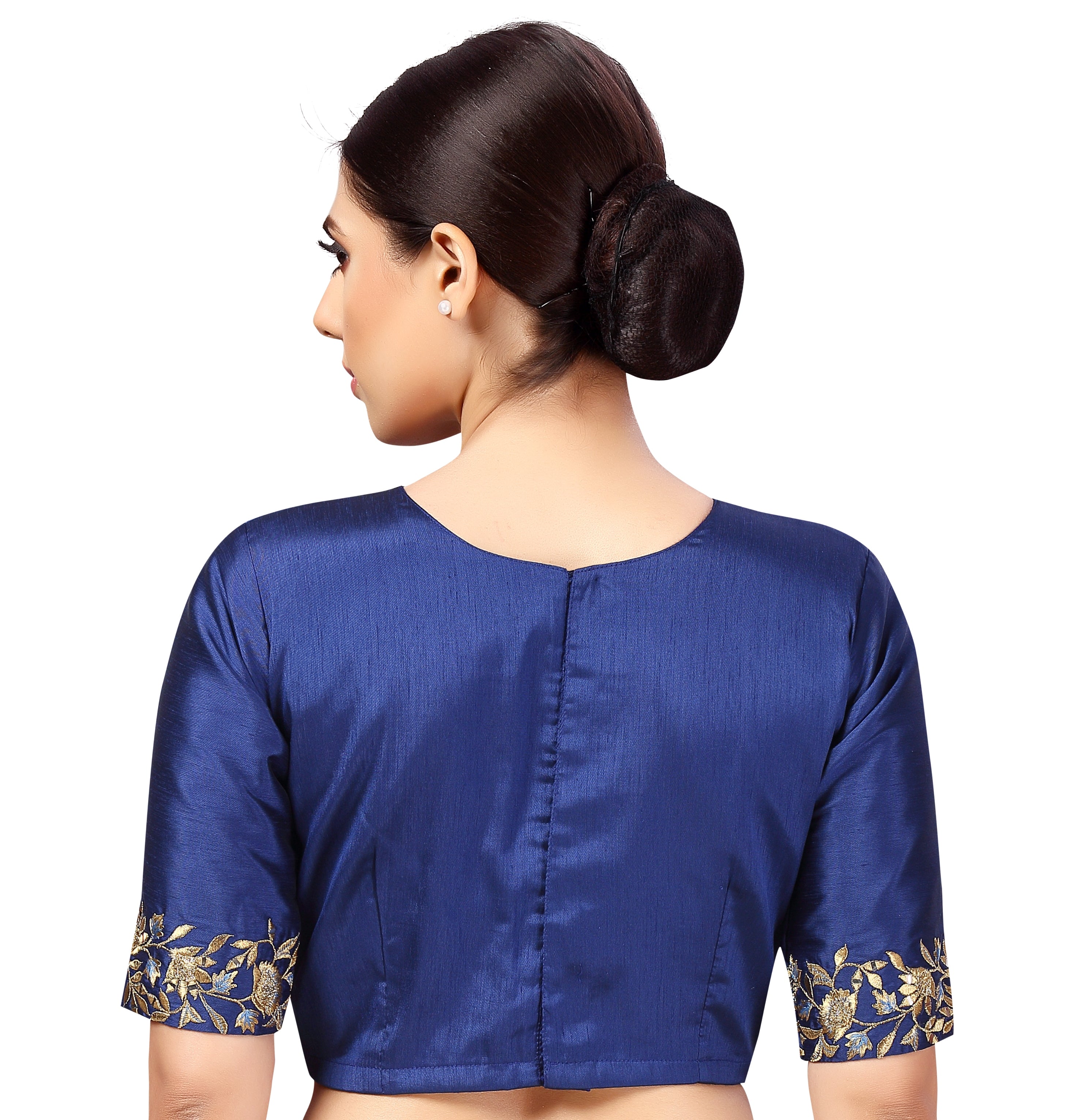 Women's Readymade Art Silk Embroidered Saree Blouse With Elbow Length Sleeves - Shringaar