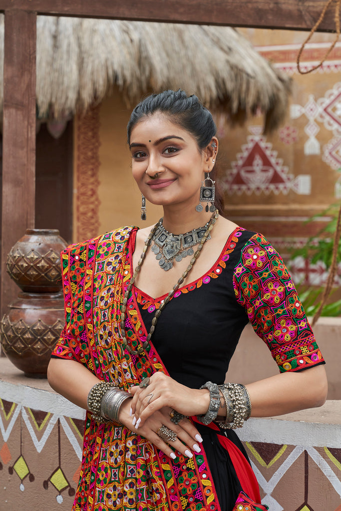 Women's Black Viscose Rayon Lehenga Set