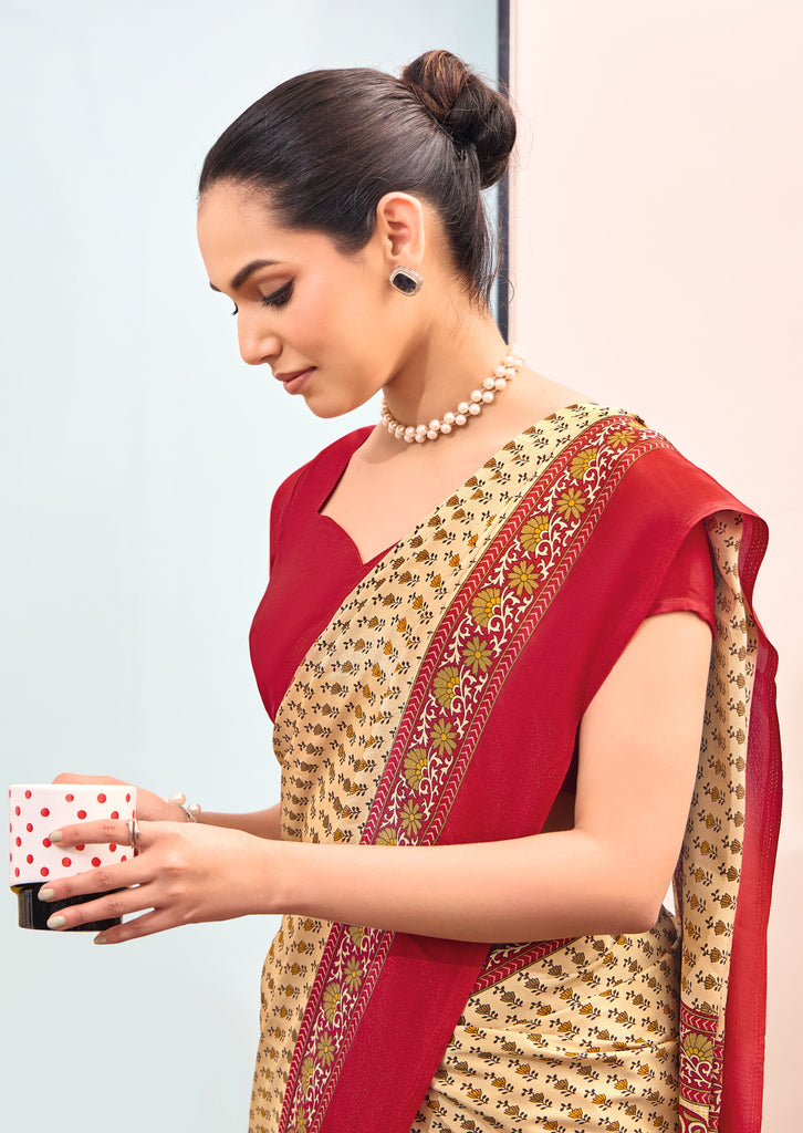 Women's Special Crepe Silk Fabric Uniform Official Wear saree SRD