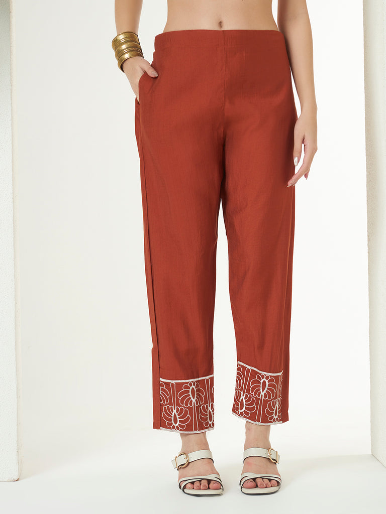 Women's Orangle Mull Vetigun Emroidery Work Co-Orde Set