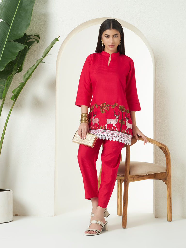 Women's Rani  Mulberry Emroidery Work Co-Orde Set