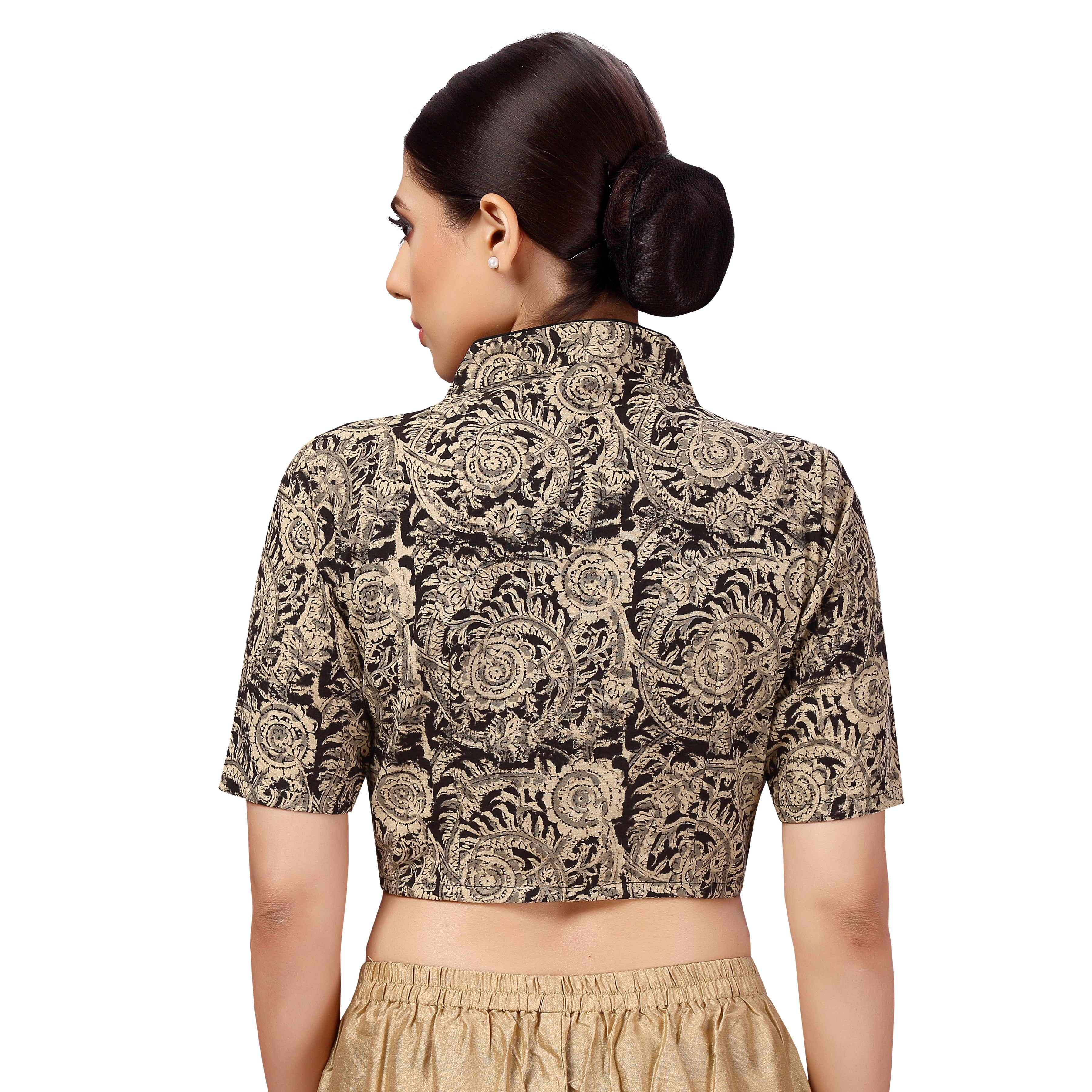 Women's Kalamkari Printed  Readymade Saree Blouse With Elbow Length Sleeves - Shringaar