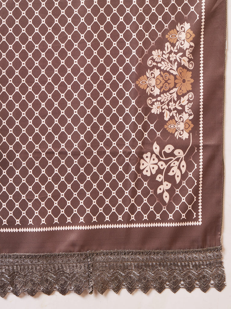 Women's Coffee Blend Silk Hand Work Kurta Set