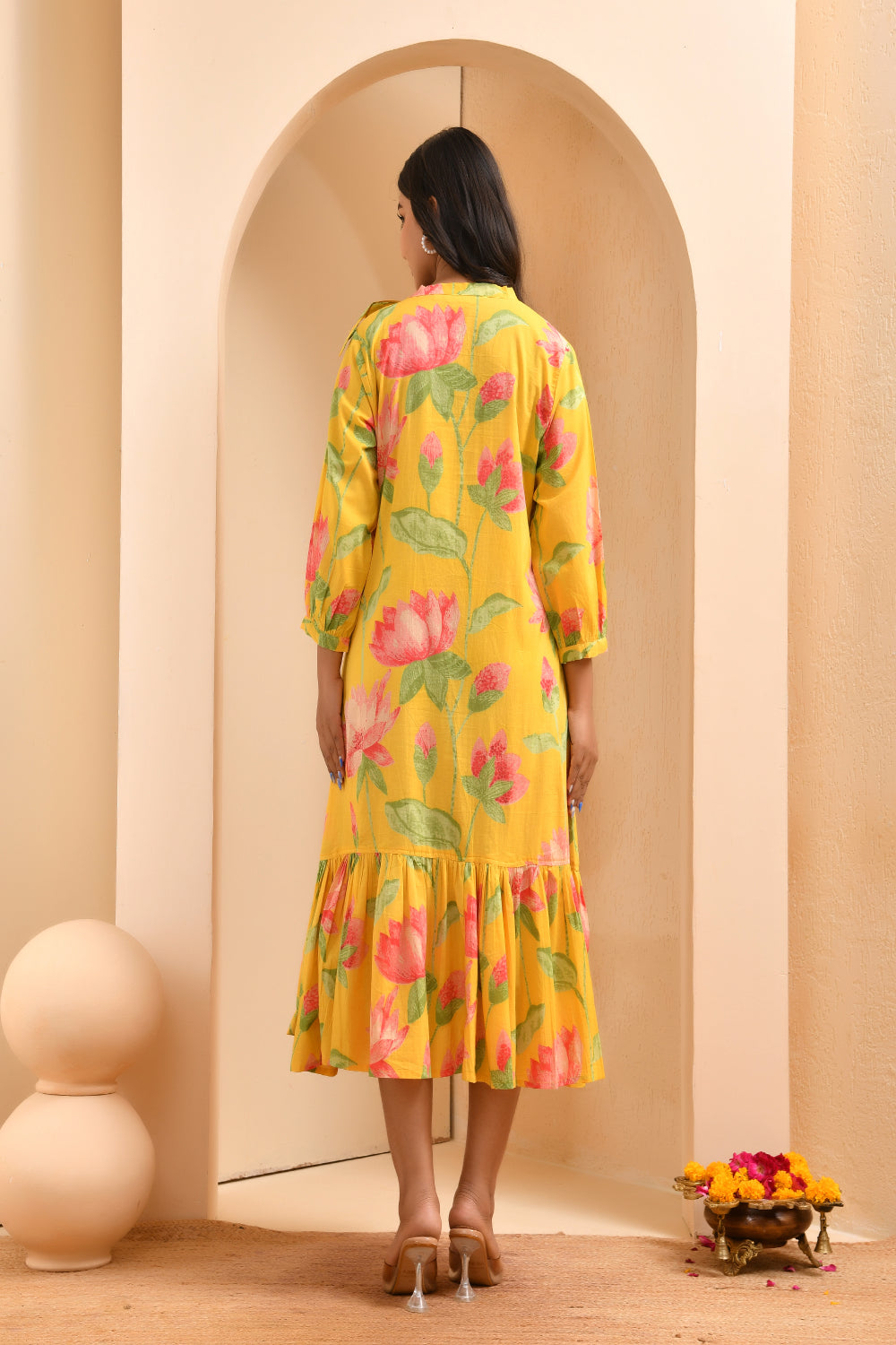 Women's Lemon Cotton Blend Printed Dress Yellow / S | Trendia Global Women's Lemon Cotton Blend Printed Dress Yellow / S | Trendia Global