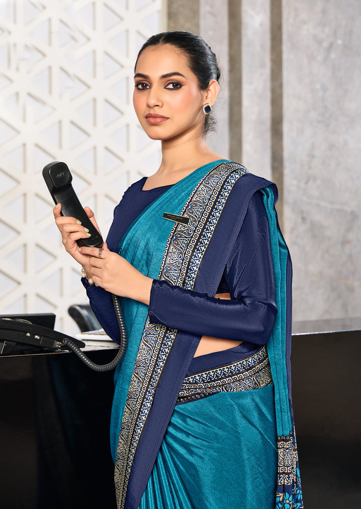 Women's Special Crepe Silk Fabric Uniform Official Wear saree SRD