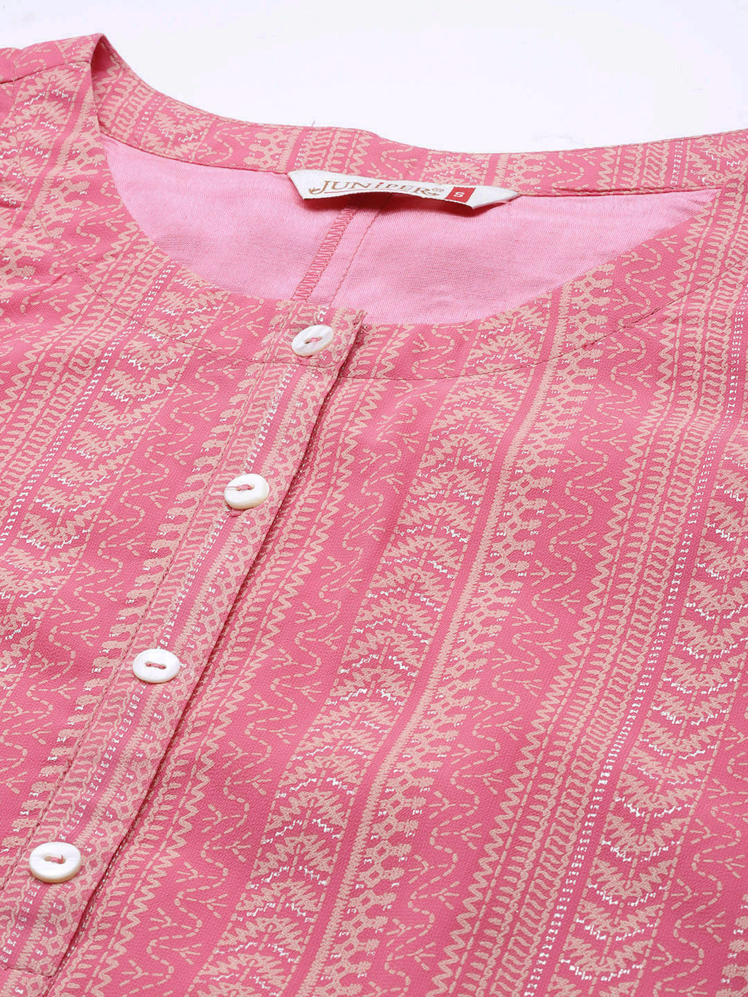 Women's  Pink Georgette Printed High-Low Tunic