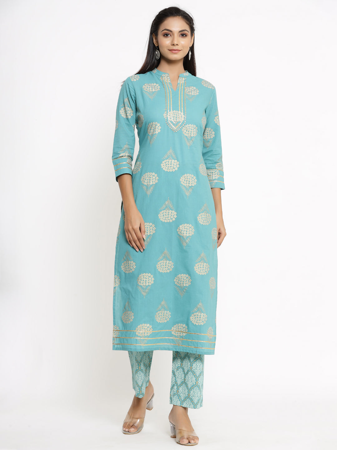 Women's Blue Kurti with Palazzo set by Kipek