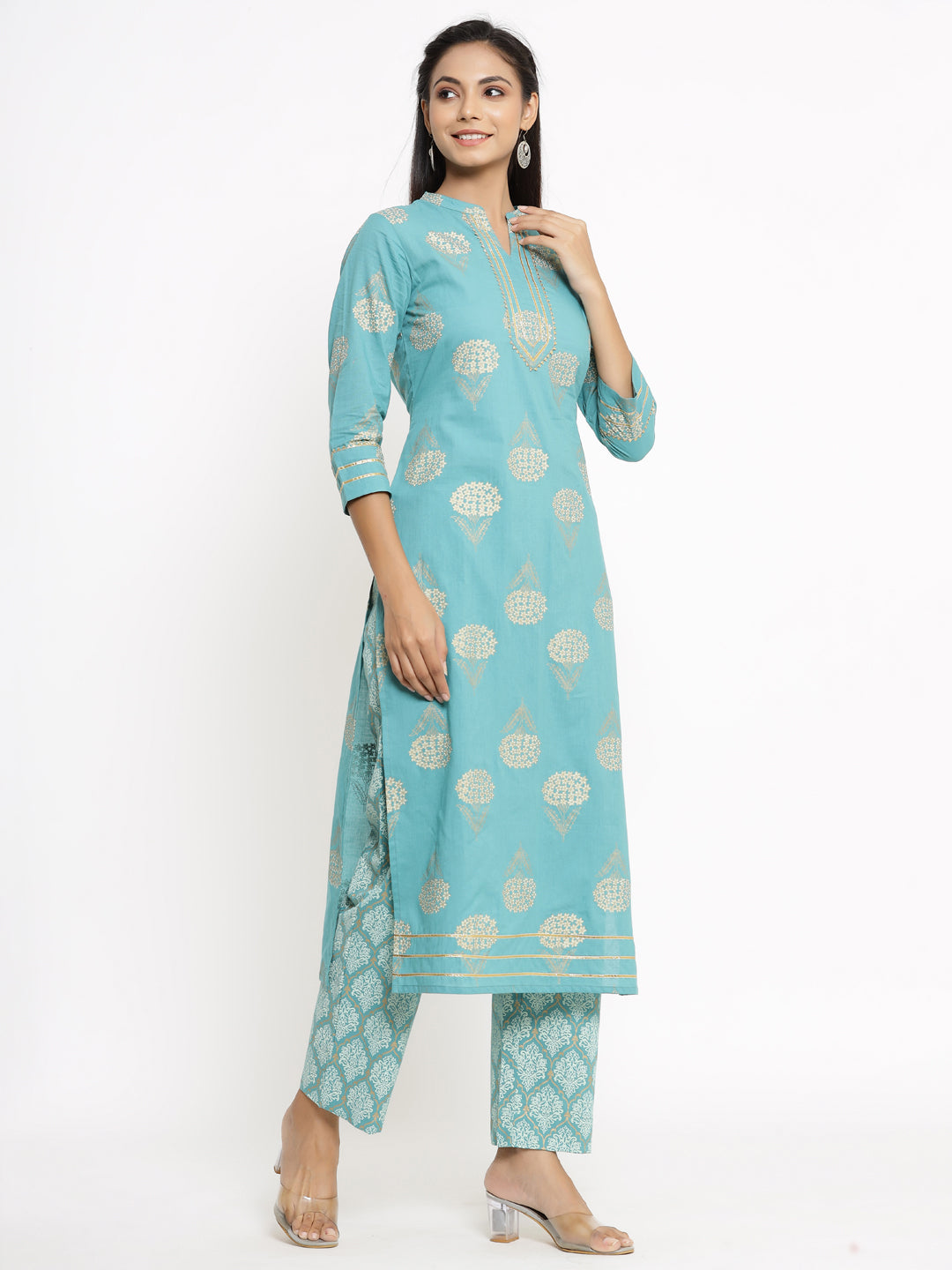 Women's Blue Kurti with Palazzo set by Kipek